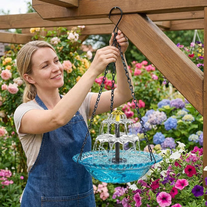 🔥2026 Spring special offer 60% off - 🐦Solar Cascade Hanging Bird Bath Fountain